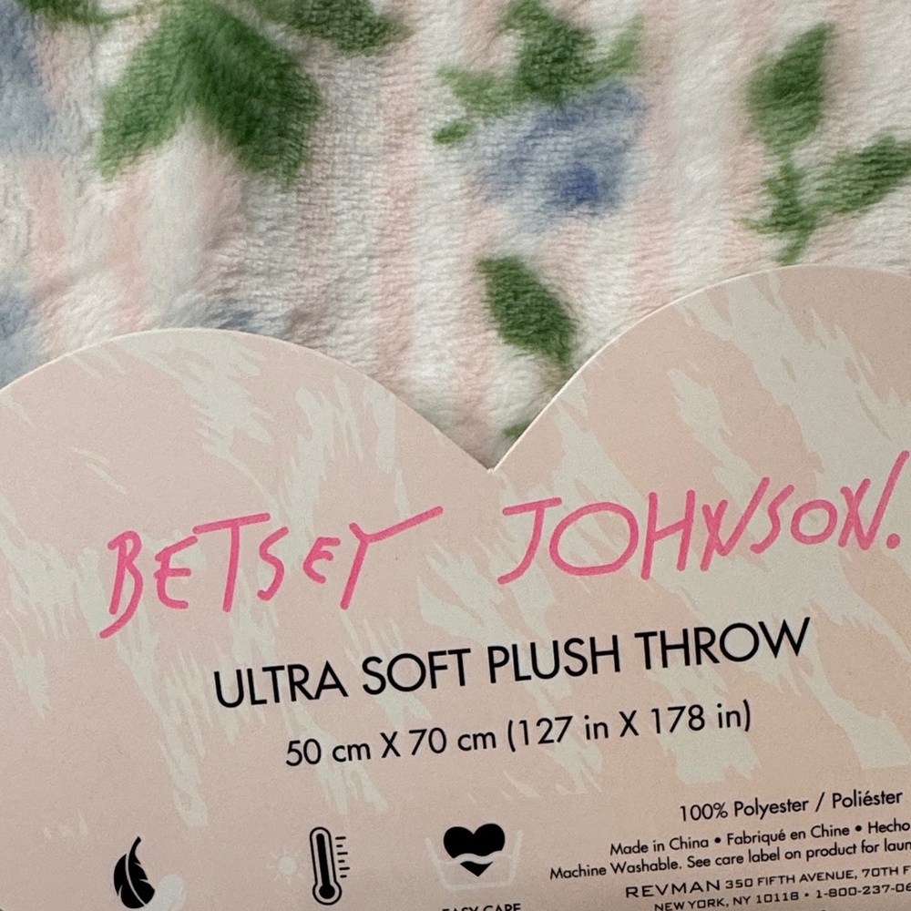 Betsey Johnson Blue Floral Throw Blanket